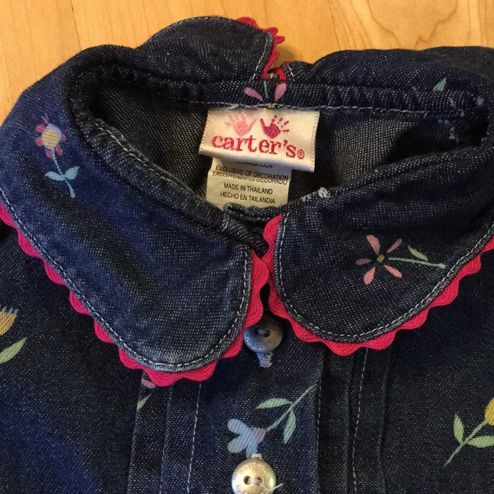 CARTER'S Vintage Denim Floral Bubble Romper
